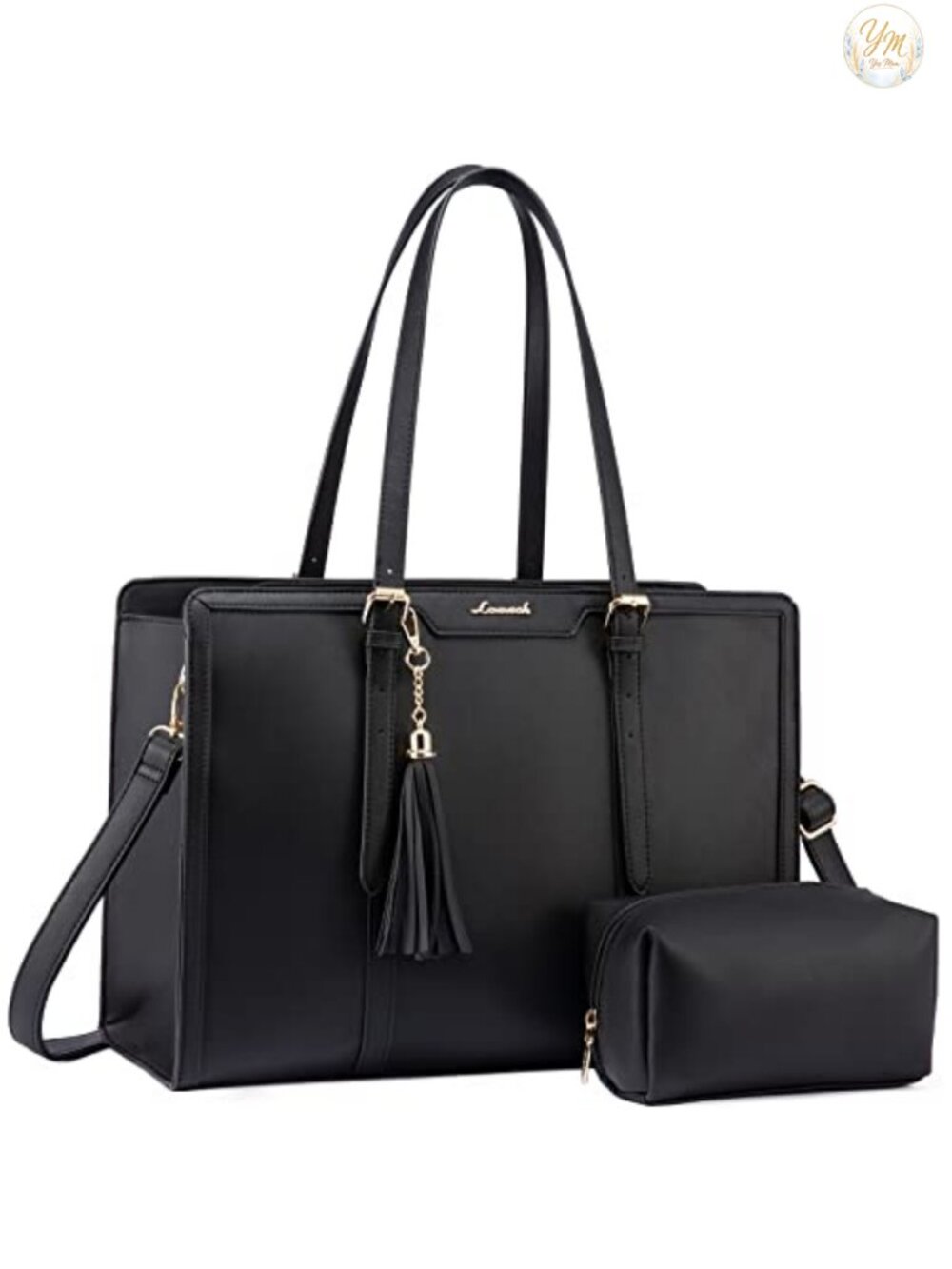 PU Leather Laptop Tote for Women 15.6" Work Bag with Padded Compartment